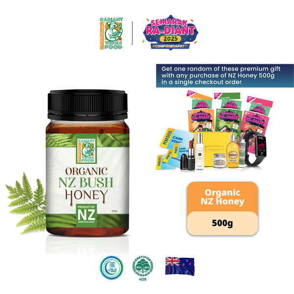 Radiant Organic NZ Bush Honey (500g) Madu Asli Halal